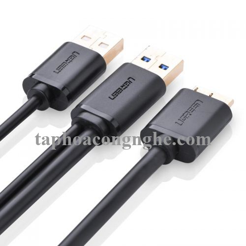 Ugreen 10898 0.5M màu Đen Cáp USB 3.0 sang MICRO USB 3.0 cho ổ cứng hỗ trợ nguồn US140 30010898